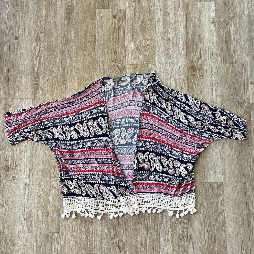 Womens Charlott Russe Colorful Printed Kimono Cardigan - M